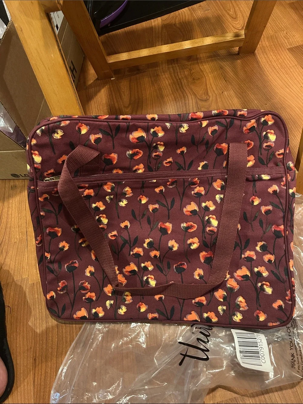 thirty-one Maroon Floral Print Tote Bag